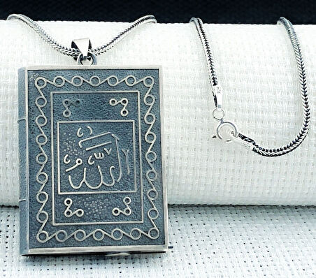 Allah Muhammed Yazılı 925 Ayar Gümüş Muska Kabı Kolye