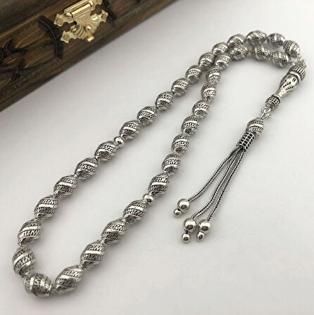 925 Ayar Gümüş Arpa Kesim Fizyon Tesbih Model 10