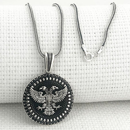 925 Ayar Gümüş Çift Başlı Kartal Kolye