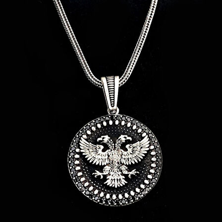 925 Ayar Gümüş Çift Başlı Kartal Kolye