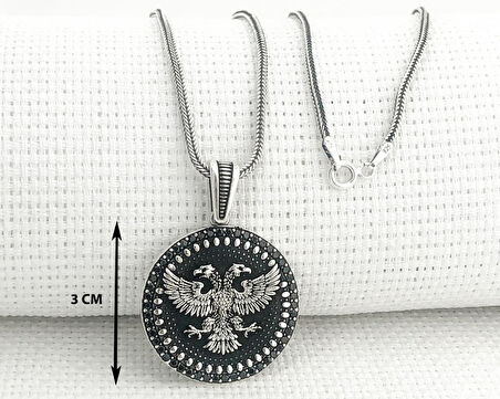 925 Ayar Gümüş Çift Başlı Kartal Kolye