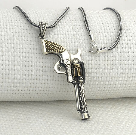 925 Ayar Gümüş 6 Patlar Tabanca Kolye