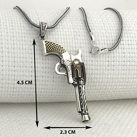 925 Ayar Gümüş 6 Patlar Tabanca Kolye