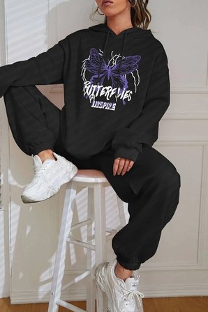 Unisex Butterfly Baskılı Eşofman Takımı