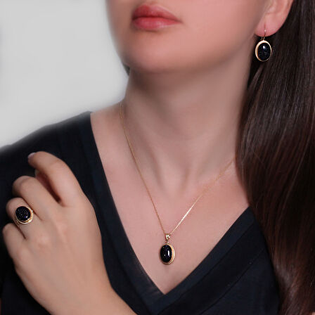 Simli Taşlı Büyük Boy Altın Nostalji Takım (TKM0055)