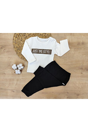 Erkek Bebek Takimi 2'li Uzun Kollu Pamuklu Kumaş Hediyelik Bebek Giyim 6-9-12-18-24-36