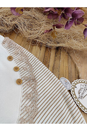 %100 Pamuklu Kız Bebek / Çocuk 3'lü Takım - Sincap Nakışlı & Şapkalı Takım