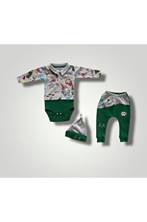 3'lü Erkek Bebek Takım 3-6-9-12 Ay Bebek Takımları Kıyafetleri Bebek Giyim Hediyelik