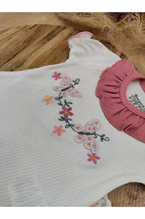 Kız Bebek Çocuk Takım Sweatli 3'lü 3-6-9-12 Ay Bebek Takımları Kıyafetleri Giysileri