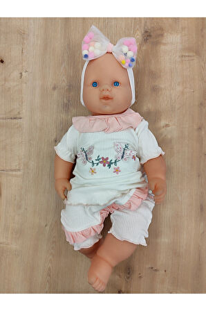 Kız Bebek Çocuk Takım Sweatli 3'lü 3-6-9-12 Ay Bebek Takımları Kıyafetleri Giysileri