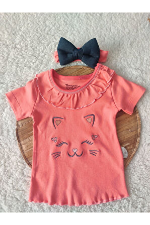 3'lü Kız Bebek Çocuk Takım Şort Tişört Kısa Kollu 3-6-9-12 Ay Bebek Takımları Kıyafetleri