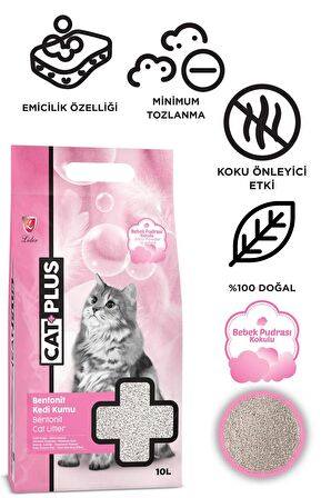 CatPlus Bebek Pudralı Kedi Kumu 10 Lt x 4 Adet