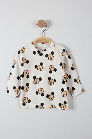 Mickey Mouse Baskılı Çıtçıtlı Erkek Bebek Tulum
