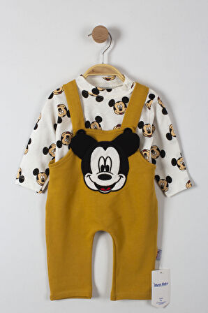 Mickey Mouse Baskılı Çıtçıtlı Erkek Bebek Tulum