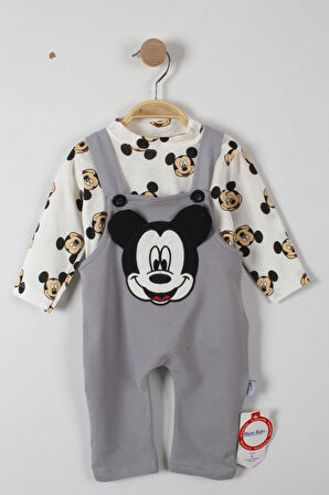 Mickey Mouse Baskılı Çıtçıtlı Erkek Bebek Tulum