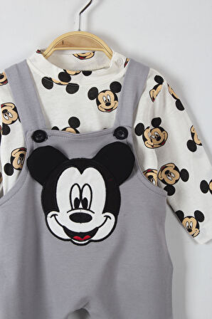 Mickey Mouse Baskılı Çıtçıtlı Erkek Bebek Tulum