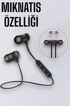 Kablosuz Sport Mıknatıslı Mikrofonlu Kulak İçi Kulaklık