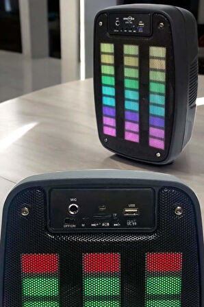 Bluetooth Hoparlör RGB Işıklı USB SD Kart Girişli Taşınabilir