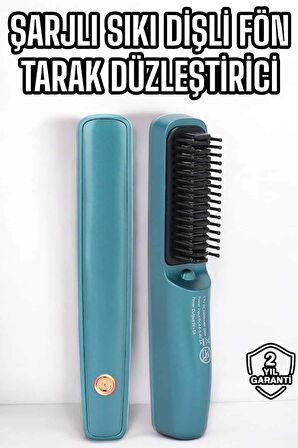 Fön Tarak Sıkı Dişli Şarjlı Taşınabilir Saç Düzleştirici