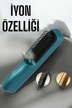 Fön Tarak Sıkı Dişli Şarjlı Taşınabilir Saç Düzleştirici