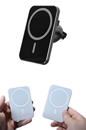 Powerbank Kablosuz 15W Taşınabilir Şarj Aleti Çift Kablo