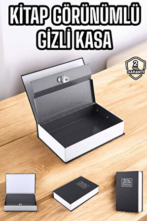 Gizli Kasa İngilizce Sözlüğü Kitap Görünümlü Anahtarlı Gizli Mini Çelik Kasa Kilitli