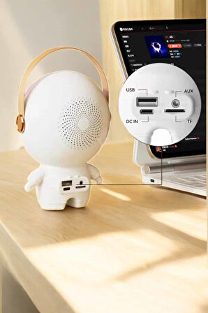 Mini Karaoke Astronot Bluetooth Speaker Karaoke Mikrofon