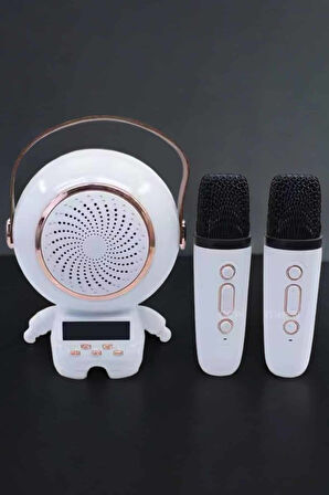 Çift Mikrofonlu Karaoke Mikrofon Bluetooth Bağlantılı Dijital Göstergeli