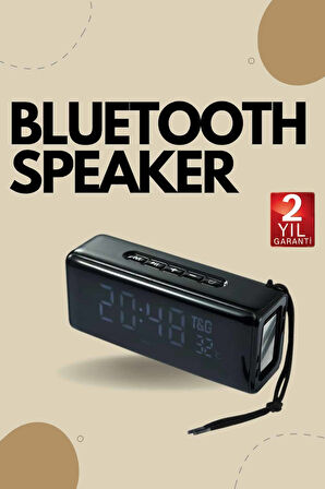 Bluetooth Hoparlör Speaker Saat Göstergeli Uzun Pil Ömrü Taşınabilir