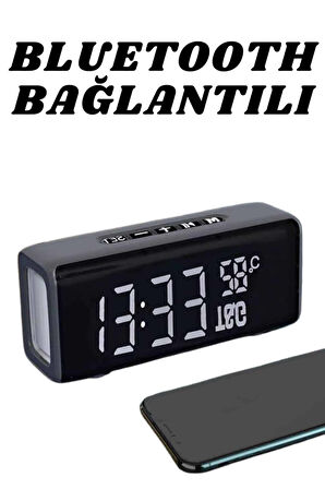 Bluetooth Hoparlör Speaker Saat Göstergeli Uzun Pil Ömrü Taşınabilir