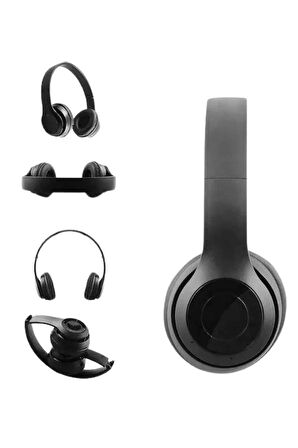 Bluetooth Kablosuz Kulaklık Siyah Wireless 5.0 Kulak Üstü Uzun Pil Ömrü