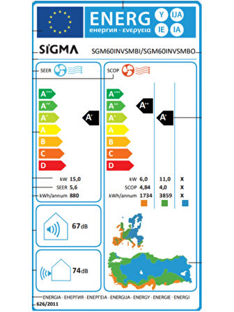  2024 Model Sigma Salon Tipi A+ 48000 Btu Inverter Klima R32