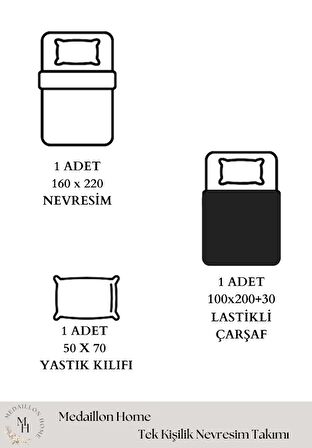 Somon %100 Pamuklu Lastikli Çarşaflı Tek Kişilik Nevresim Takımı