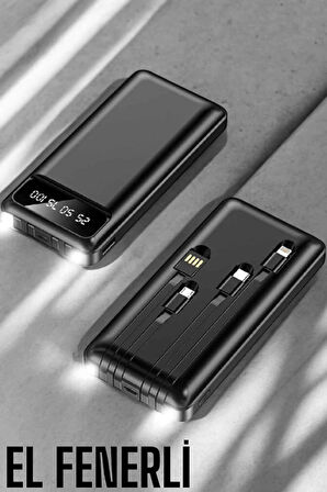 Powerbank 20.000 Mah Dijital Göstergeli LCD Ekran Uzun Pil Ömrü