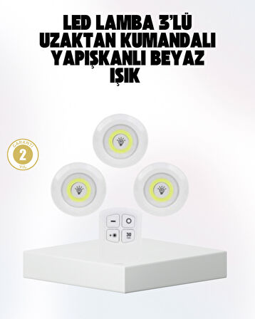 Kablosuz Gün Işığı 3’lü LED Spot Lamba Kumandalı