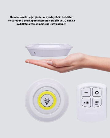 Kablosuz Gün Işığı 3’lü LED Spot Lamba Kumandalı