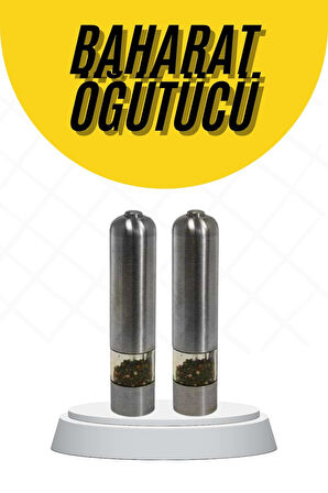 Baharat Öğütücü Paslanmaz Ayarlanabilir Otomatik Pilli Işıklı Tuz & Karabiber