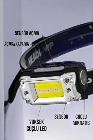 Kafa Lambası Kamp Feneri Balıkçı Feneri Başlıklı Suya Dayanıklı