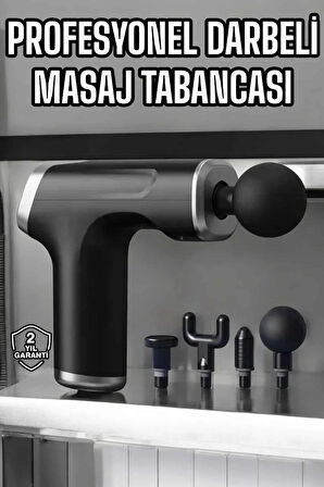 Masaj Tabancası 4 Başlıklı Kas ve Vücut Ağrıları İçin Şarjlı Darbeli