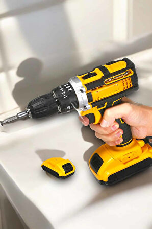 Metal Dişli 24W Akülü Matkap -Çift Bataryalı ve LED Çalışma Işığı ile Tam Set