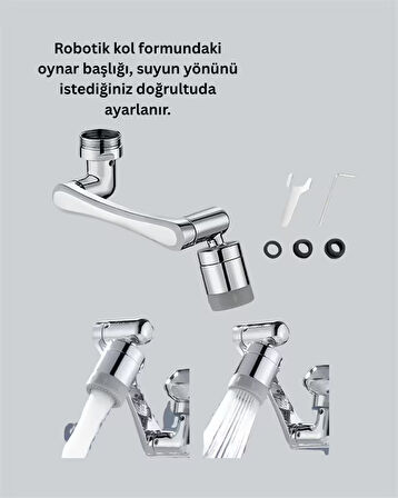 180° Dönebilen Robotik Kollu Musluk Başlığı – 2 Modlu Su Akışı ve Kolay Montaj