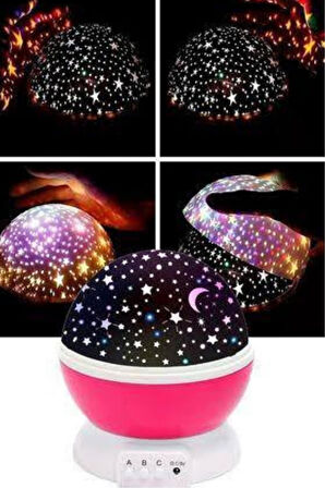 Yıldızlı Gece Lambası Mor Projeksiyon Görünümlü Masa Lambası Renk Değiştirebilen