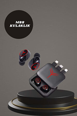 Dijital Göstergeli Powerbank Kablosuz Kulaklık ve 7 Kordonlu Yeni Nesil Akıllı Saat Dokunmatik Kontrol