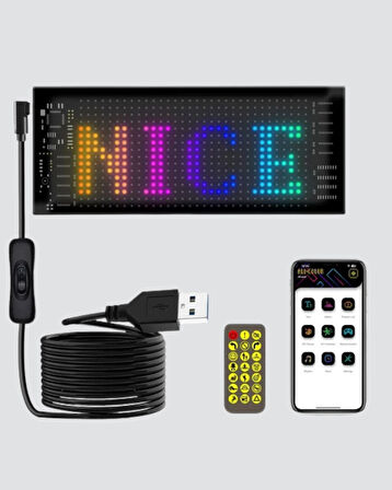 LED Matrix Piksel Panel Işığı – 5V USB, Uygulama Kontrollü