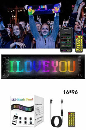 Cama Yapışan En Büyük Boy 16X96 Telefon Kontrollü Led Ekran Digital Araba Yazısı