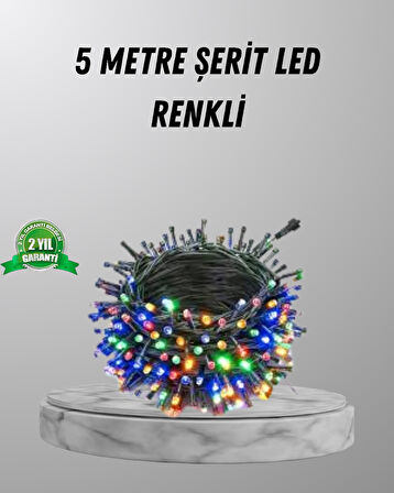 Siyah Kablolu LED Dekor Işık – 50 Ampullü, 8 Farklı Işık Modu, Suya Dayanıklı Tasarım