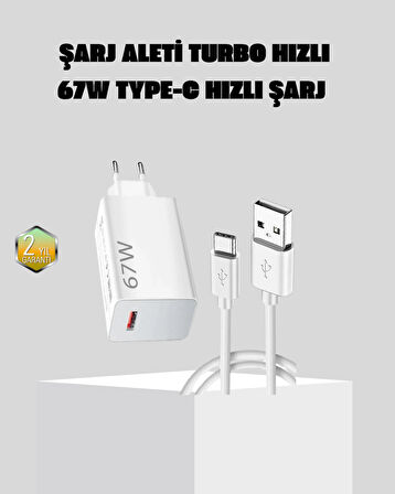 67W Süper Hızlı Şarj Adaptörü ve Kablo Seti – Güvenli, Kompakt ve Ergonomik Tasarım