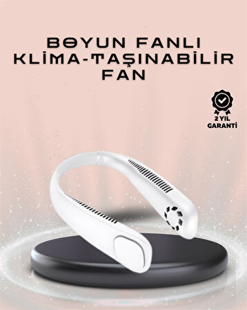 Giyilebilir Sessiz Fan | 224g Hafif, Bladeless Güvenli Tasarım, 5 Vitesli Soğutma, USB Şarjlı Fan
