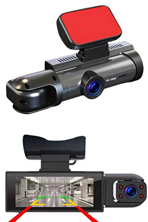 Araç Kamerası Black Box Çift Kameralı Ekranlı Full HD Sürüş Kamerası