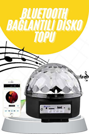 Disko Topu Renkli Işıklı Lazer Parti Bluetooth Bağlantılı Led Küre